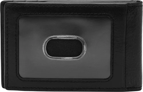 Vista 2 de Fossil Cartera de cuero delgada minimalista con clip de dinero para hombre