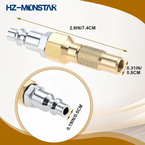 Vista 2 de Boquilla de Aire de Latón Resistente con Conector Rápido, Juego de Adaptadores de Conexión Rápida para Inflador de Neumáticos, Kit de Conector