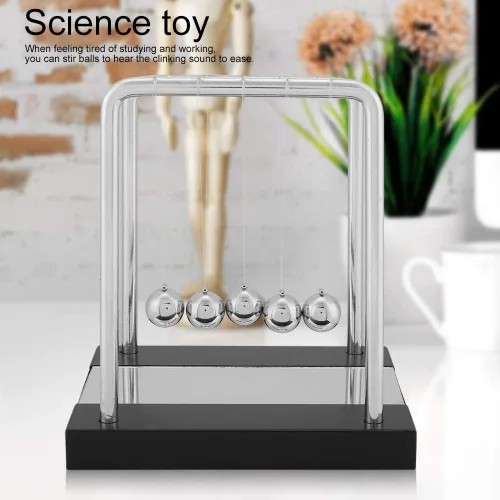 Vista 5 de AUNMAS Bolas de equilibrio Newtons, bolas oscilantes con base de madera maciza, diversión ciencia física, accesorios de aprendizaje, adornos