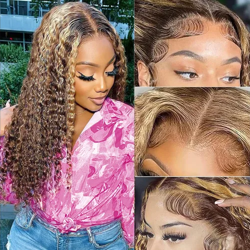 Vista 15 de Pelucas de cabello humano ondulado profundo con encaje frontal transparente HD de 13 x 6 pulgadas, pelucas de cabello humano de densidad 200