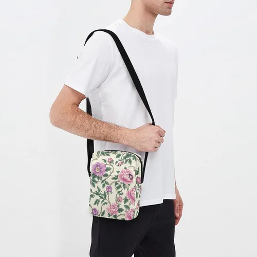 Vista 7 de Vintage Pink Flowers Green Leaves William Morris Style cute messenger bag Small Crossbody Bags Casual Purse Cross Body Shoulder Handbags Adjustable