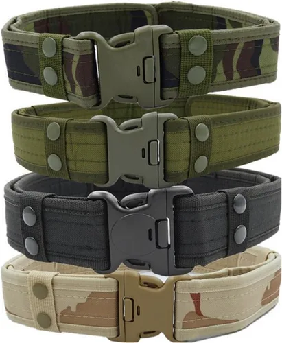 Vista 3 de Cinturón táctico militar ajustable de la lona de los hombres con la hebilla plástica