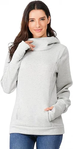 Vista 3 de Sudadera con capucha de maternidad para mujer de manga larga con cremallera para lactancia ropa casual con bolsillo