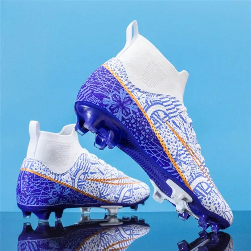 Vista 4 de Botas de fútbol para hombre, ligeras, transpirables, firmes, para exteriores, interiores, escuela, juego, entrenamiento