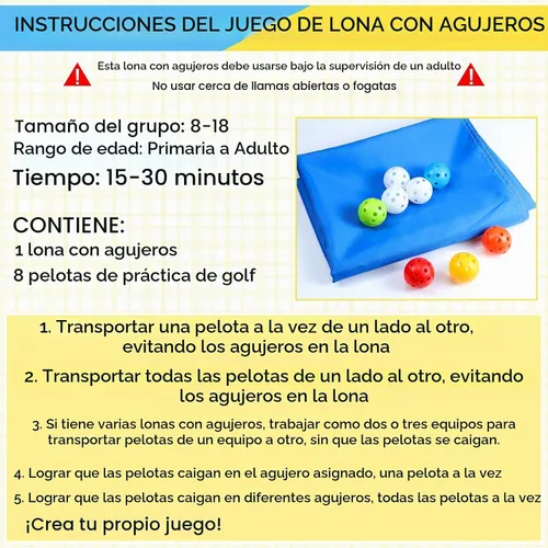 Vista 5 de Kathfly Blue Hole Canvas - Juego de construcción de equipos de 98 x 70 pulgadas, 8 bolas Group Activity for Corporate Training, School Events