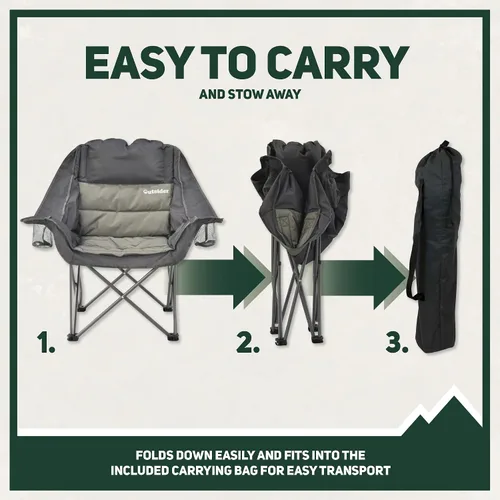 Vista 6 de OUTSIDER Silla de camping plegable acolchada de gran tamaño Silla acolchada resistente para exteriores con capacidad de peso de 400 libras