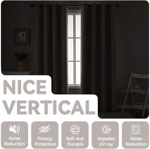Vista 7 de Cortinas de lino libres de PFAS en negro de 63 pulgadas de largo, juego de 2 paneles, 100% cortinas opacas largas para dormitorio, sala de estar