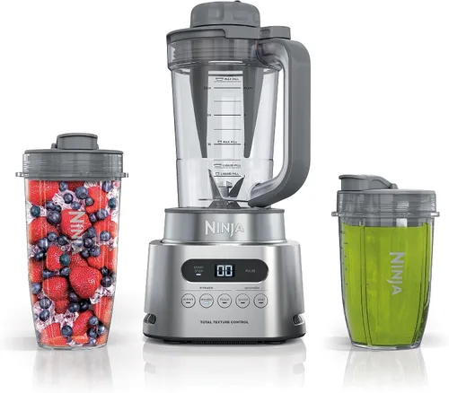 Vista 5 de Ninja Licuadora para cocina Sistema combo procesador de alimentos Fabricante de batidos y extractor de nutrientes 6 funciones para tazones