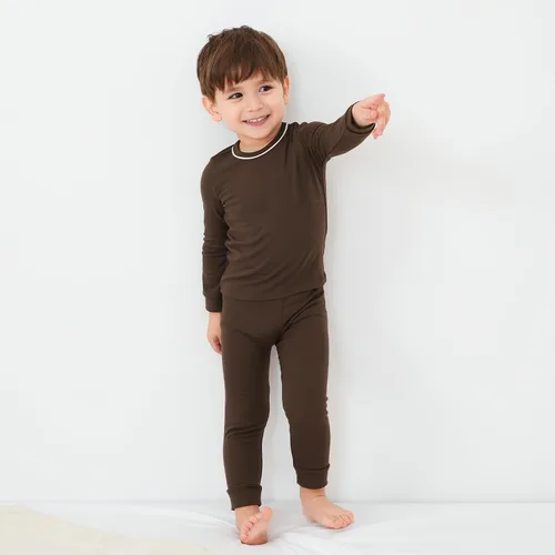 Vista 2 de pureborn Conjunto de pijama para bebé, ropa de dormir de algodón de manga larga ajustada para niños y niñas, 2 piezas, 18M-7Y