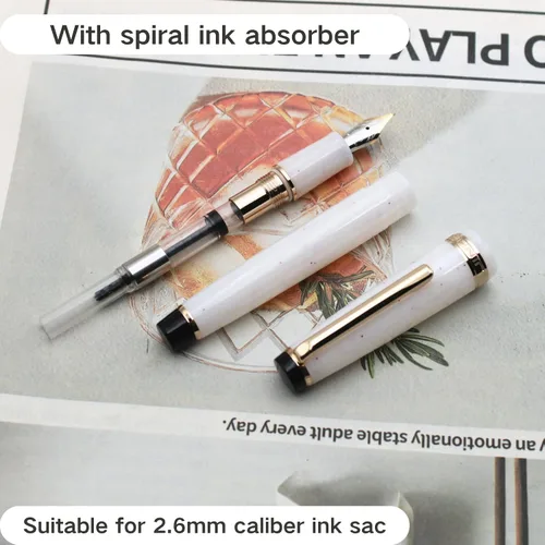 Vista 13 de 82 Pluma estilográfica - Barril de material acrílico, plumín extrafino de iridio con convertidor de tinta, pluma de escritura suave, diseño clásico