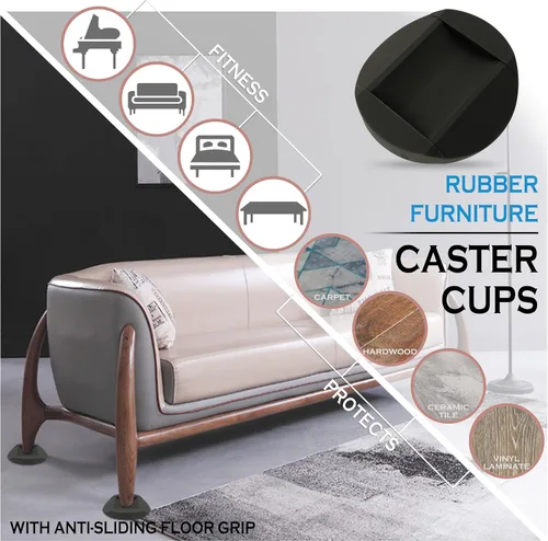 Vista 2 de Tazas de muebles y topes de cama – Soporte de silicona de alta calidad antideslizante para muebles de sofá, cama, sillas de piano/pata, protector