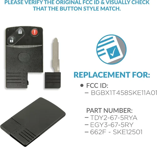 Vista 4 de Keyless2Go Repuesto para carcasa de 3 botones para Mazda BGBX1T458SKE11A01 (2 unidades)