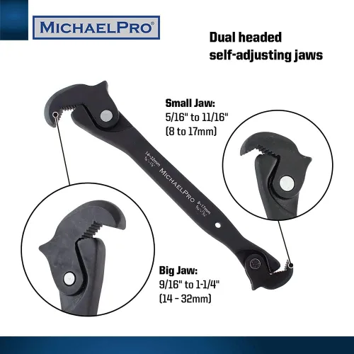 Vista 3 de MichaelPro - Llave de ajuste automático de doble acción, llave rápida autoajustable, llave de resorte de varios tamaños, llave rápida automática