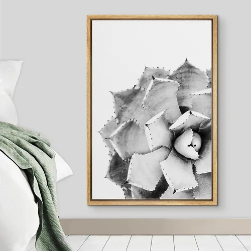 Vista 3 de Lienzo enmarcado para pared, diseño de rosa del desierto con pinchos, plantas florales suculentas, fotografía, arte moderno, primer plano