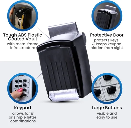 Vista 3 de KeyGuard Pro SL-591 - Caja de bloqueo con botón de golpe para vidrio del automóvil, Negro