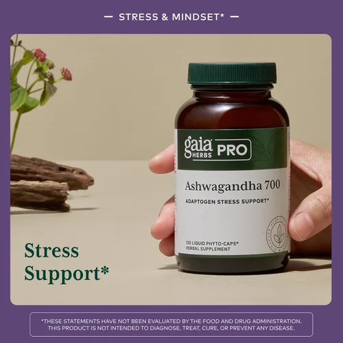 Vista 3 de GAIA HERBS PRO Ashwagandha 700 - Suplemento saludable de apoyo inmunológico* - Fórmula de una sola hierba con Ashwagandha orgánica - Vegano, sin
