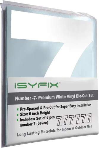 Vista 50 de iSYFIX - Calcomanías de vinilo blancas con número 0 (cero) - Juego de 6 unidades de 1.5 pulgadas autoadhesivas - Decalcomanías premium troqueladas