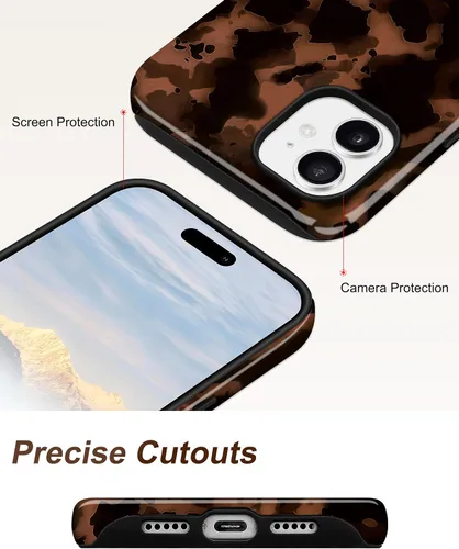 Vista 313 de Jusy Funda compatible con MagSafe con estampado de caparazón de tortuga marrón para iPhone 7/8/SE, cubierta protectora de TPU suave magnética