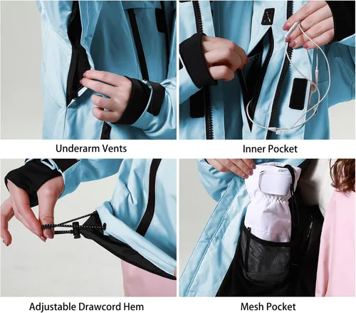 Vista 5 de PHIBEE Chaqueta de esquí transpirable impermeable para mujer