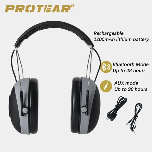 Vista 4 de Protección auditiva Bluetooth NRR 25dB micrófono integrado, protección auditiva recargable con Bluetooth, auriculares con cancelación de ruido manos