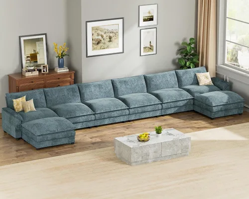 Vista 18 de Homall Sofá Seccional Modular de 80", Sofá Biplaza con Cojín de Doble Capa, Combinación DIY de Chenille Profundo Sofá Nube de 2 Asientos para Sala