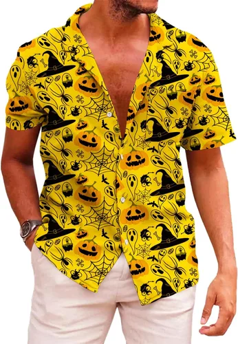 Vista 124 de KYKU - Camisa hawaiana funky para hombre, ropa tropical para vacaciones en Palm Beach