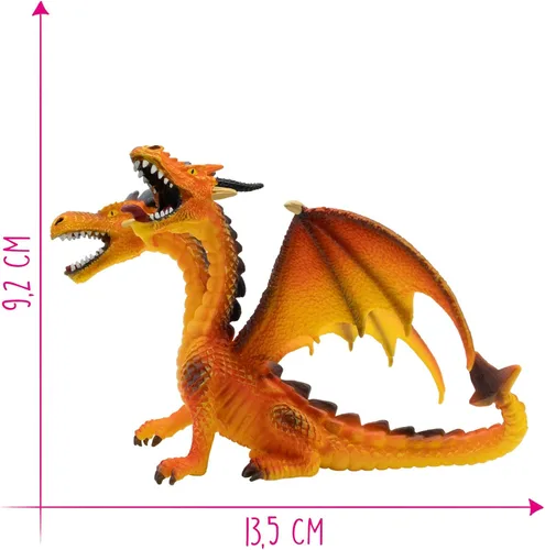 Vista 2 de Bullyland Figura de acción de dragón con dos cabezas en naranja