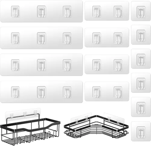 Vista 11 de Ganchos de repuesto adhesivos para regadera, tiras transparentes resistentes, sin taladrar Transparente-8Pack 2Hook