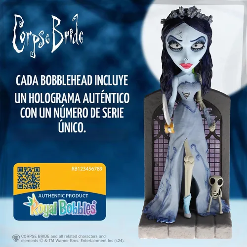 Vista 3 de Royal Bobbles Emily la novia cadáver con espada, gusano y restos – 7.5 pulgadas de alto – Estatua coleccionable de Bobblehead