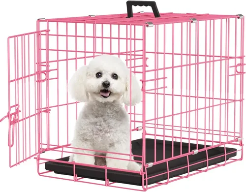 Vista 29 de [Usado] FDW Jaula para perros pequeños de 24 pulgadas plegable de metal con alambre para mascotas, doble puerta con panel divisor para interiores