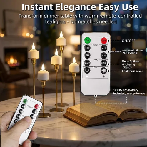 Vista 6 de Velas de té recargables sin llama con temporizador remoto y base de carga, velas LED que funcionan con pilas, velas USB para otoño, boda, Navidad