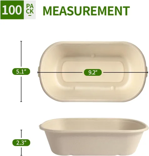Vista 2 de Paquete de 100 cuencos de papel de 32 onzas para rollo de sándwich, burrito, ensaladas, pasta, platos desechables para comidas para microondas