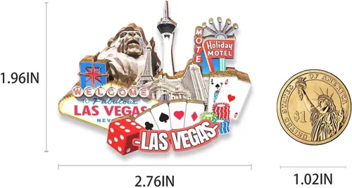 Vista 3 de Imán de madera para nevera, diseño de Las Vegas, diseño 3D, para viajes, coleccionables, recuerdos, decoración hecha a mano
