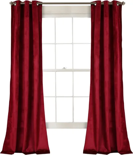 Vista 21 de Lush Decor Prima Velvet - Par de paneles de cortinas de ventana de terciopelo sólido con filtro de luz, 38" de ancho x 84" de largo, negro