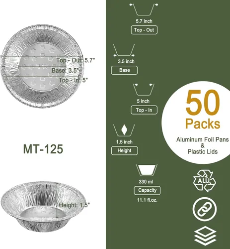 Vista 3 de Mini moldes para tartas de papel de aluminio de 5 pulgadas, paquete de 100