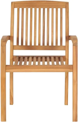 Vista 5 de Stacking Patio Chairs with Cushions 4 pcs Solid Teak Wood Outdoor Patio Chair Lawn Sillas para Comedor Kitchen Table Chairs for Study Courtyard