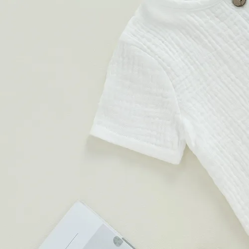 Vista 18 de fhutpw Conjunto de 2 piezas de ropa de verano para bebés, camiseta de manga corta, cintura elástica, pantalones cortos para niños pequeños