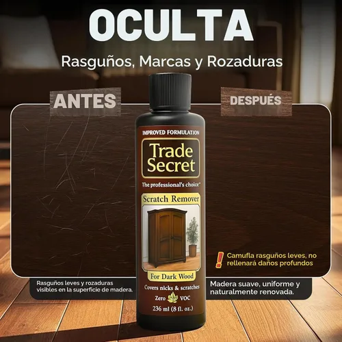 Vista 3 de Trade Secret Removedor de arañazos de madera oscura para muebles y pisos, 8 Tonos de madera oscura