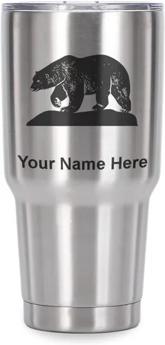 Vista 41 de LaserGram Vaso aislado al vacío de 20 onzas, oso polar, grabado personalizado incluido (negro)