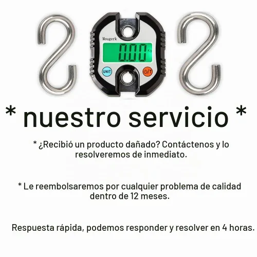 Vista 3 de Báscula colgante digital portátil resistente para grúa, 330.7 lbs, 300 libras, 2 pilas AAA (no incluidas) (negro)
