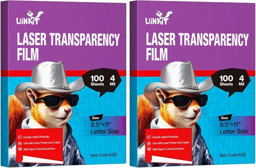 Vista 9 de Uinkit OHP Película de transparencia de 4 x 6 pulgadas, 50 hojas, hojas de transparencia láser 100% transparente para impresora láser y copiadora