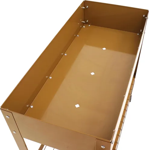 Vista 9 de Sunnydaze Cama de jardín elevada de acero galvanizado, juego de 2 jardineras elevadas, uso individual o conectado, cuenta con estante de Marrón