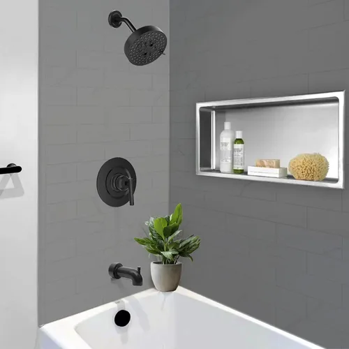 Vista 6 de T2902BL - Kit de molduras de ducha compatible con moen T2902EPBL, cabezal de ducha negro mate y mango de palanca de ducha, fácil de instalar, sin