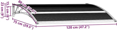 Vista 8 de Toldo para puerta negro 47.2x29.5 pulgadas
