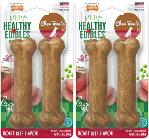 Vista 14 de Nylabone Healthy Edibles Natural Dog Chews - Golosinas masticables de larga duración con sabor a tocino para perros, pequeños/regulares (1 unidad)