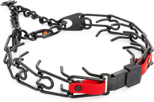 Vista 27 de Collar para Perro Herm Sprenger de Acero Inoxidable Negro con Hebilla de Liberación Rápida ClicLock y Inserción de Biothane Collar de Entrenamiento