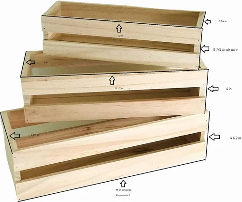 Vista 7 de Oojami Juego de 3 cajas de madera para manualidades, cajas de madera para exhibición, cajas de madera para manualidades, caja de madera decorativa