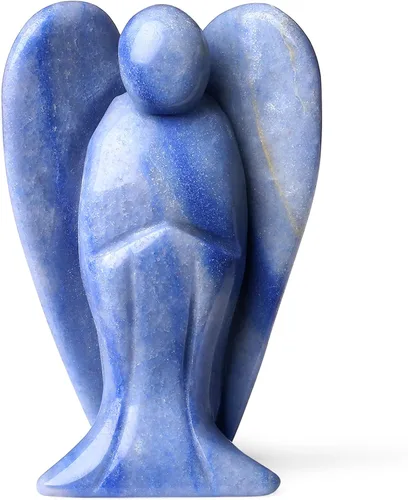 Vista 25 de YATOJUZI Estatua de ángel de obsidiana negra de 5 cm decorativa con cristales curativos de Reiki, piedra natural pulida tallada a mano, figuritas
