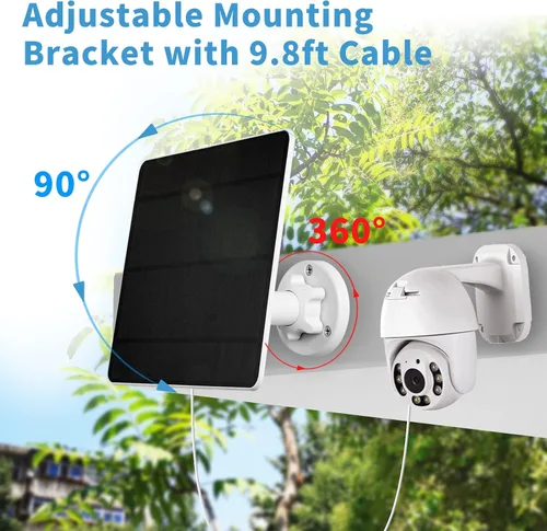 Vista 5 de Panel solar para cámara de seguridad, panel solar USB de 6 W para cámaras DC 5 V, cargador de panel solar de cámara micro USB y USB-C, cargador