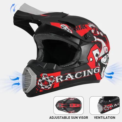 Vista 4 de SPARK DOT Certified Youth Motocross Helmet Kids Dirt Bike Helmets - Full Face, Lightweight & Breathable for Off-Road E-Bike BMX MX ATV